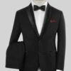 Black Merino Wool Tuxedo Suit 2 Black Merino Wool Tuxedo Suit -Vest Gentleman Shop blackmerinowooltuxedosuitlook