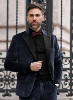 Blue Velvet Tuxedo Suit 9 Blue Velvet Tuxedo Suit -Vest Gentleman Shop bluevelvettuxedosuitlook 3