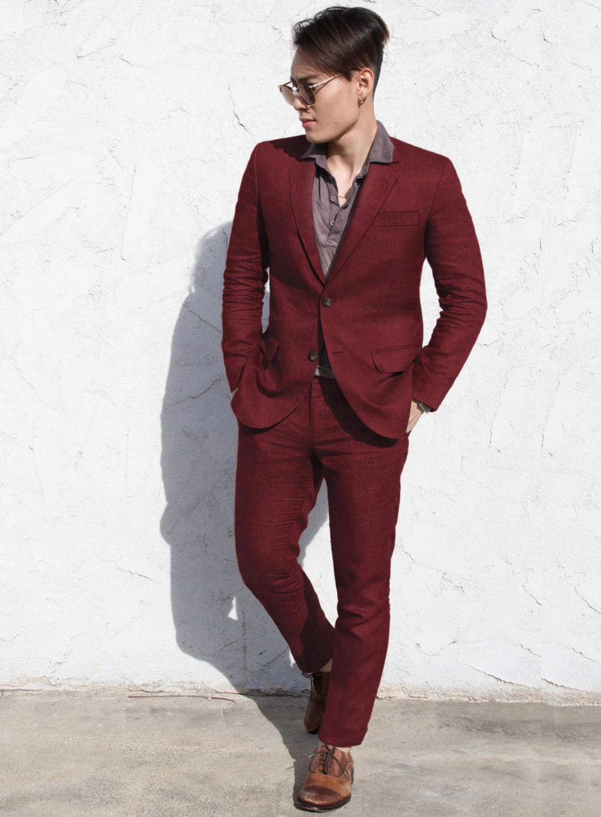 Campari Cranberry Linen Suit 3 Campari Cranberry Linen Suit - Image 2