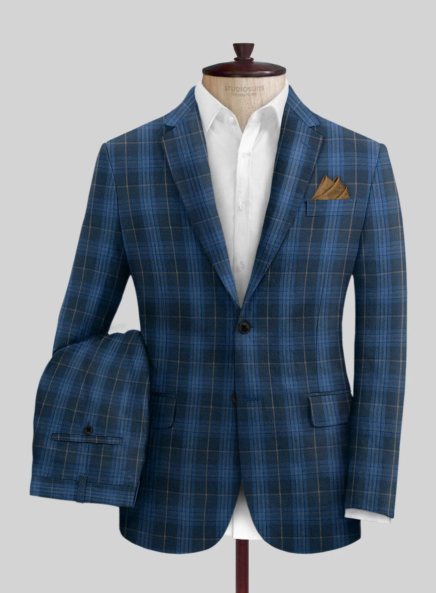 Campari Jet Blue Checks Linen Suit 3 Campari Jet Blue Checks Linen Suit