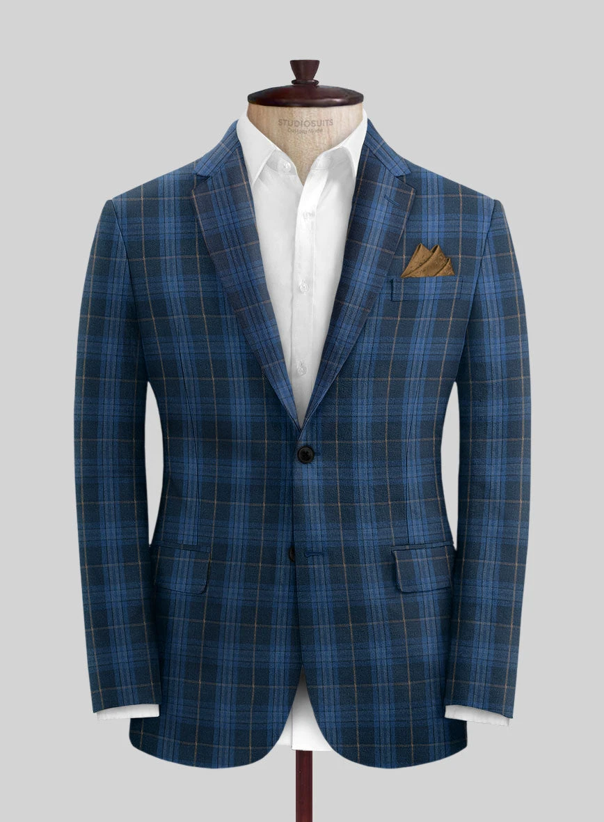 Campari Jet Blue Checks Linen Suit 5 Campari Jet Blue Checks Linen Suit - Image 3