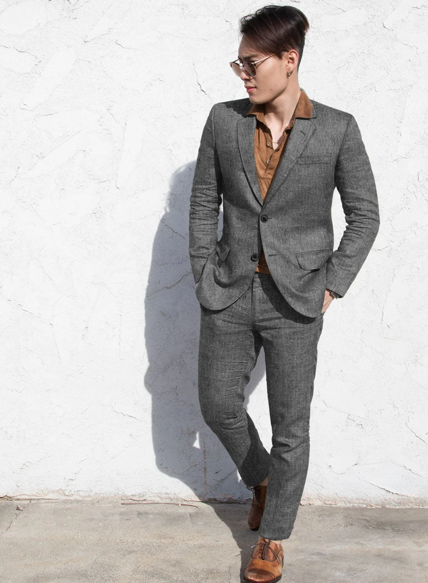 Chambray Black Pure Linen Suit 4 Chambray Black Pure Linen Suit - Image 2