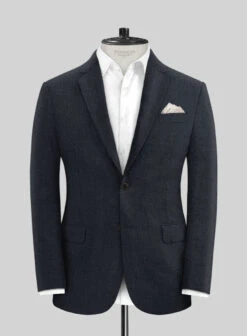 Dark Blue Pure Linen Suit -Vest Gentleman Shop darkbluepurelinensuitlook 2