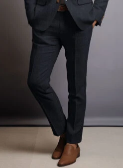 Dark Blue Pure Linen Suit -Vest Gentleman Shop darkbluepurelinensuitlook 4