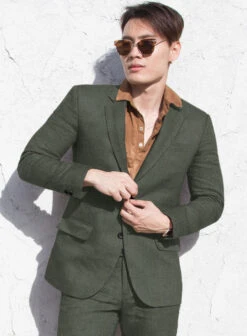 Heavy Linen Green Suit 13 Heavy Linen Green Suit -Vest Gentleman Shop heavylinengreensuitlook 3