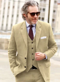 Heavy Linen Khaki Suit -Vest Gentleman Shop heavylinenkhakisuitlk 3