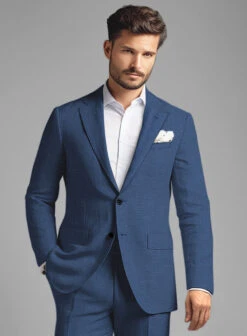 Azure Blue Linen Suit -Vest Gentleman Shop indigomidbluepurelinensuitlook 2