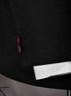 Italian Style Black Wool Tuxedo Suit - Wine Satin Trim II -Vest Gentleman Shop italblackstyletux 3