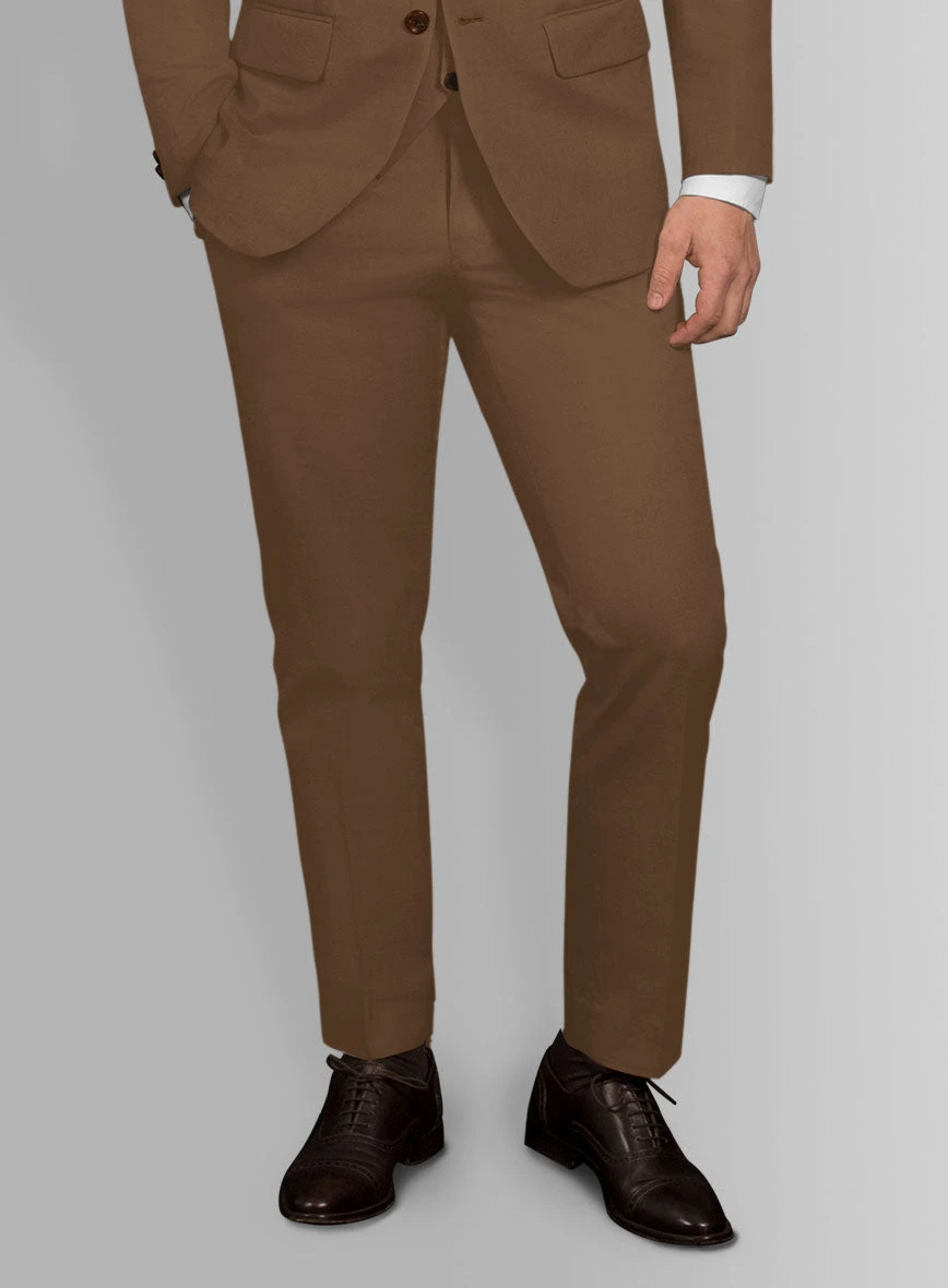 Italian Hickory Brown Cotton Stretch Pants 4 Italian Hickory Brown Cotton Stretch Pants - Image 2