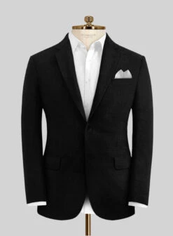 Italian Linen Cavalry Black Suit -Vest Gentleman Shop italianlinencavalryblacksuitlk 2