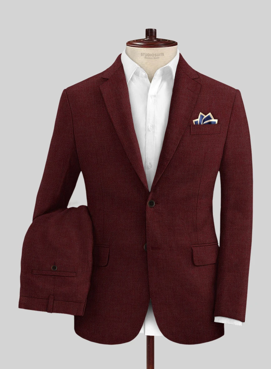Italian Prato Maroon Linen Suit 3 Italian Prato Maroon Linen Suit