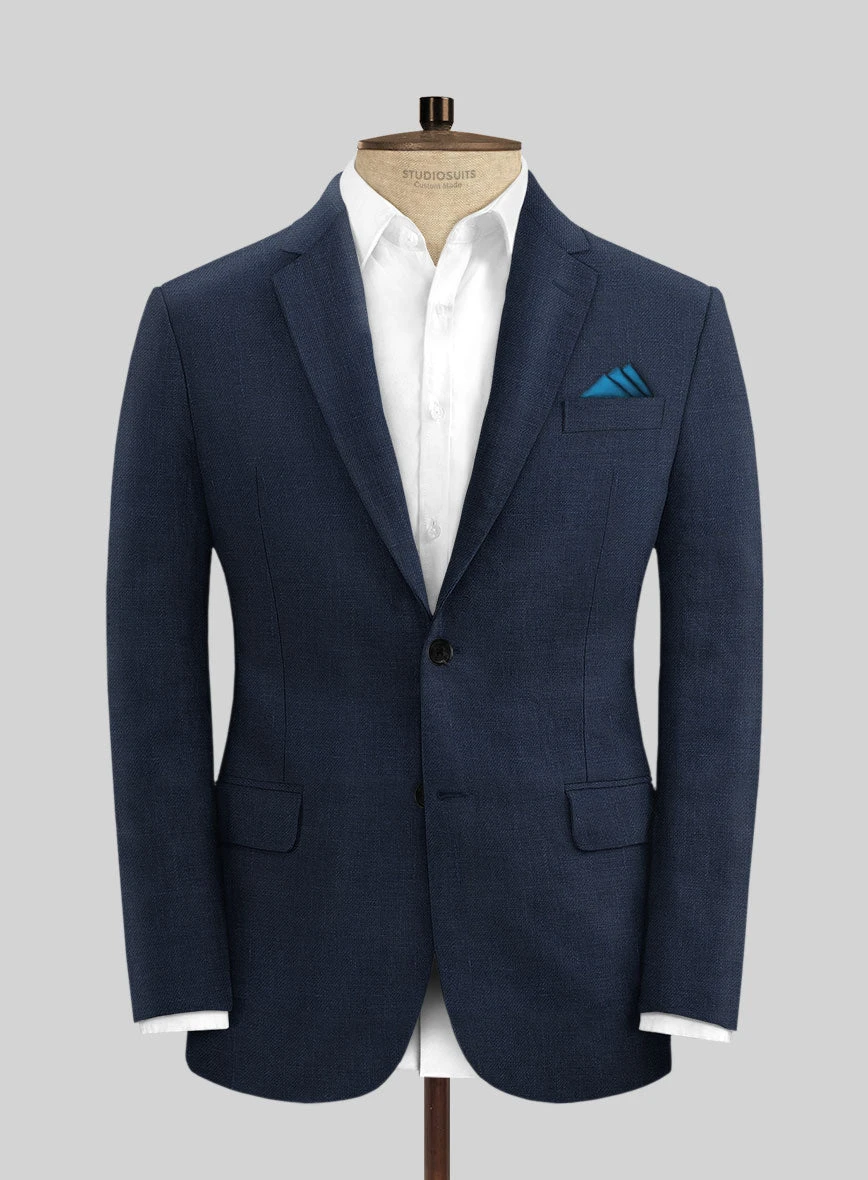 Italian Prato Oxford Blue Linen Suit 5 Italian Prato Oxford Blue Linen Suit - Image 3