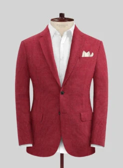 Italian Prato Red Dobby Linen Suit -Vest Gentleman Shop italianpratoreddobbylinensuitlook 2