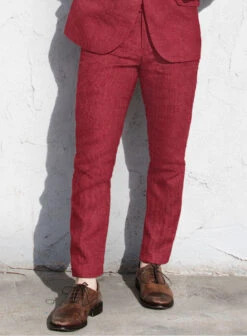 Italian Prato Red Dobby Linen Suit -Vest Gentleman Shop italianpratoreddobbylinensuitlook 4