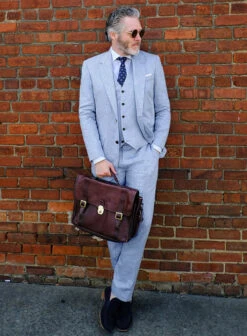Italian Sky Blue Linen Suit -Vest Gentleman Shop italianskyblulinensuitlook 3