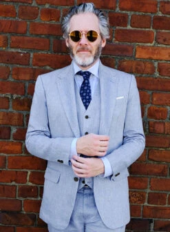 Italian Sky Blue Linen Suit -Vest Gentleman Shop italianskyblulinensuitlook 4
