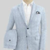 Italian Prato Blue Glen Linen Suit -Vest Gentleman Shop italpratblueglnlinsuitlk