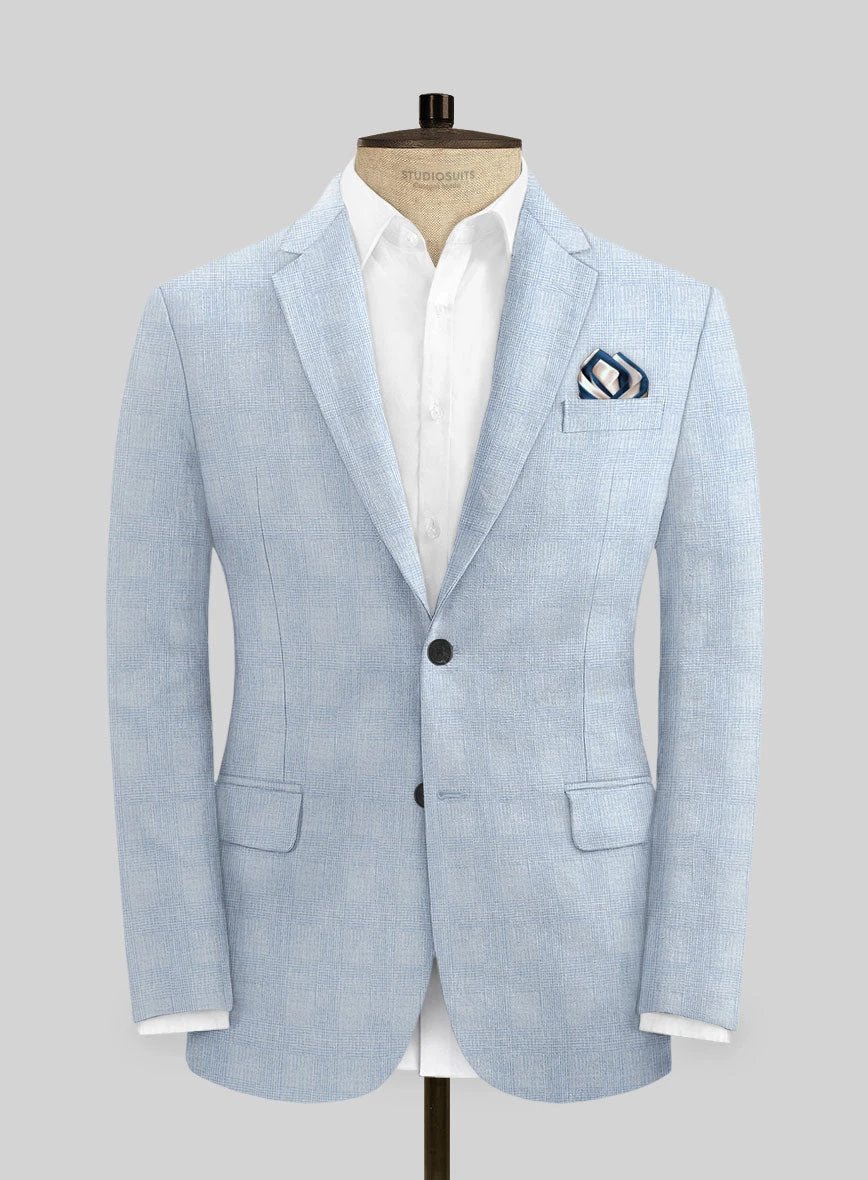 Italian Prato Blue Glen Linen Suit 5 Italian Prato Blue Glen Linen Suit - Image 3