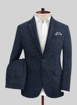 Italian Prato Blue Chambray Linen Suit