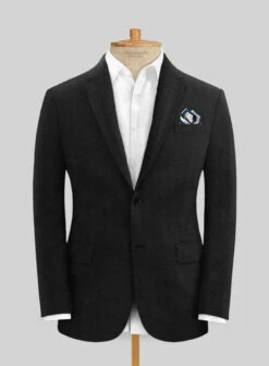Italian Prato Black Herringbone Linen Suit -Vest Gentleman Shop itapratoblckhrringbnlinsuitlk 2