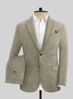 Italian Prato Brown Sharkskin Linen Suit