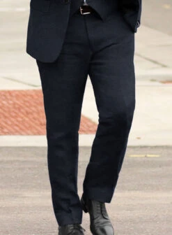 Italian Prato Dark Blue Dobby Linen Suit -Vest Gentleman Shop itapratodrkbluedobbylinsuitlk 5