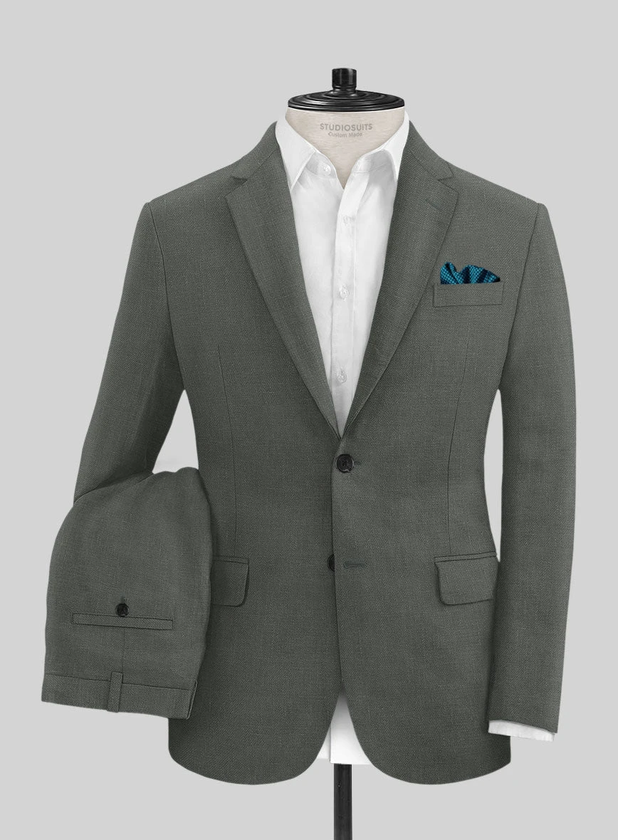 Italian Prato Gray Linen Suit 3 Italian Prato Gray Linen Suit