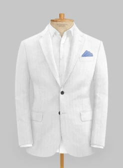 Italian Prato White Herringbone Linen Suit -Vest Gentleman Shop itapratowhitehrringbnlinsuitlk 2