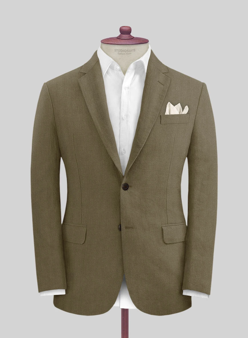 Italian Prato Tan Herringbone Linen Suit 5 Italian Prato Tan Herringbone Linen Suit - Image 3