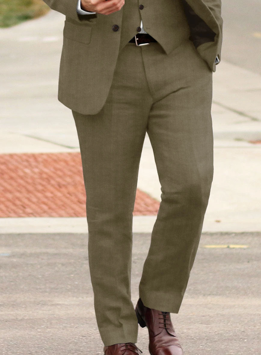 Italian Prato Tan Herringbone Linen Suit 6 Italian Prato Tan Herringbone Linen Suit - Image 4