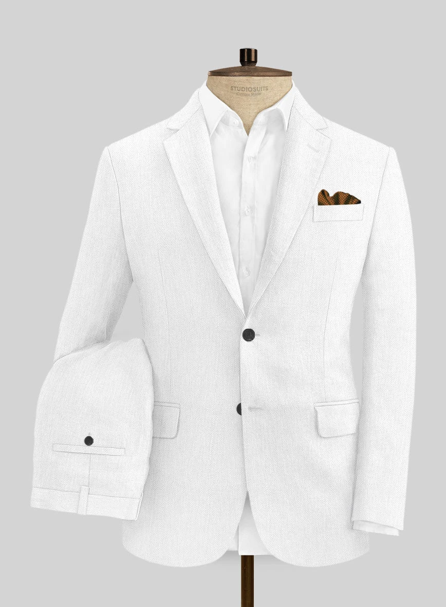Italian Prato White Dobby Linen Suit 3 Italian Prato White Dobby Linen Suit