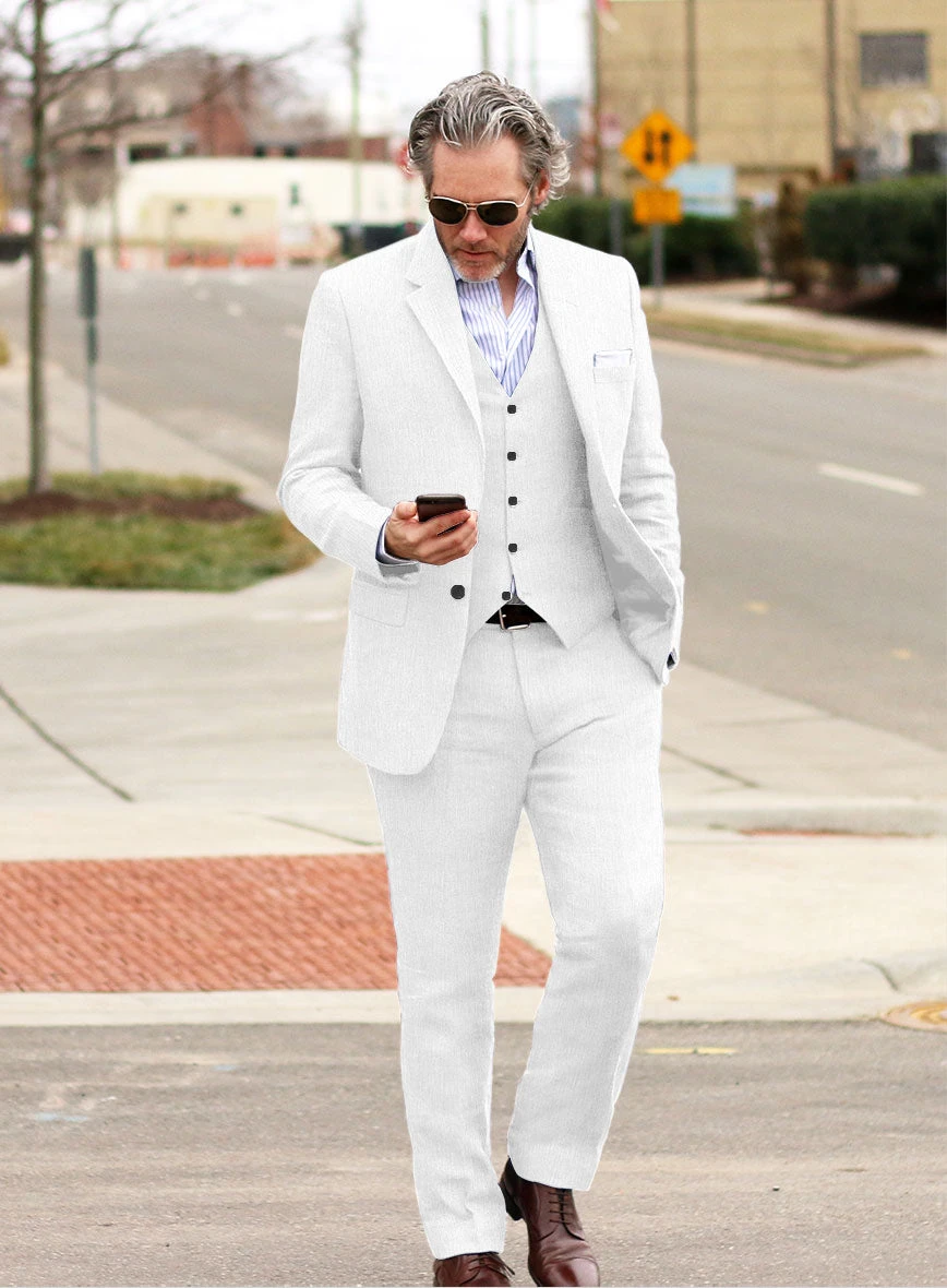 Italian Prato White Dobby Linen Suit 4 Italian Prato White Dobby Linen Suit - Image 2
