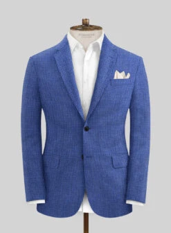 Italian Prato Blue Houndstooth Linen Suit 10 Italian Prato Blue Houndstooth Linen Suit -Vest Gentleman Shop itaprtobluehndsthlinsuitlk 2