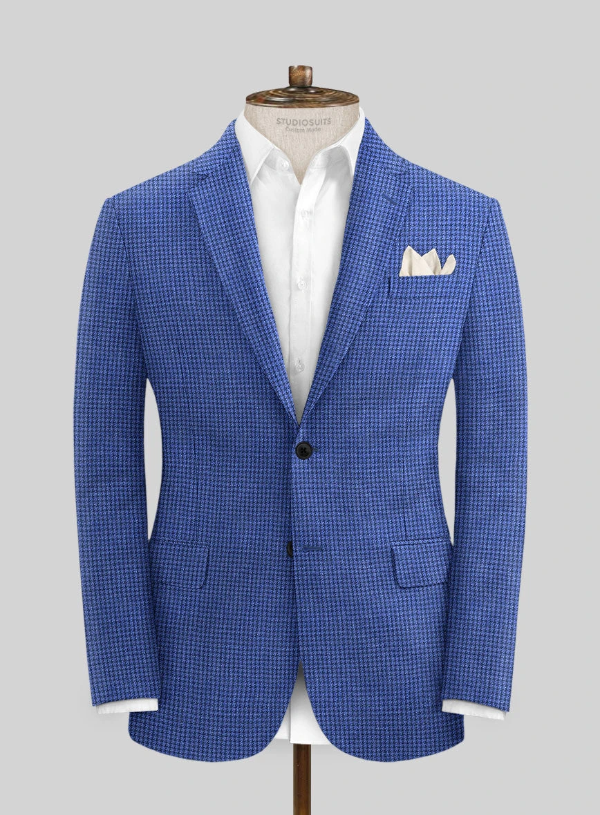 Italian Prato Blue Houndstooth Linen Suit 5 Italian Prato Blue Houndstooth Linen Suit - Image 3