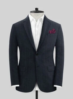 Italian Prato Diesel Blue Herringbone Linen Suit -Vest Gentleman Shop itaprtodislbluehrringbnlinsuitlk 2