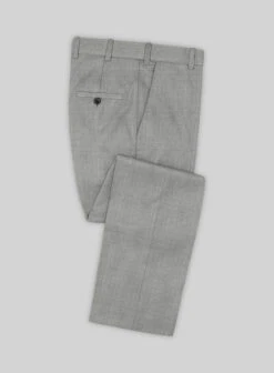 Lanificio Zegna Trofeo Sharkskin Light Gray Wool Pants