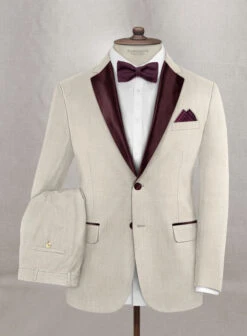 Napolean Wool Muted Beige Tuxedo Suit