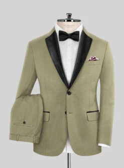 Napolean Light Khaki Wool Tuxedo Suit