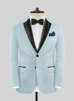 Napolean Stretch Coral Blue Wool Tuxedo Suit -Vest Gentleman Shop napoleanstretchcoralbluwooltuxedosuit 1