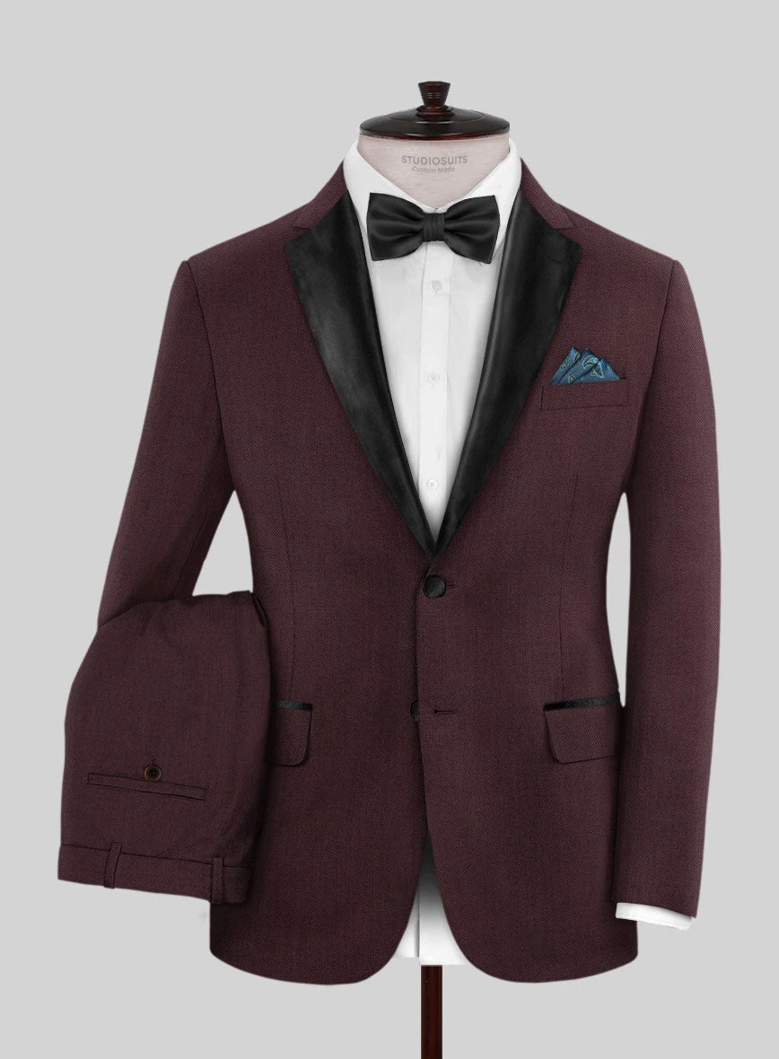 Napolean Stretch Wine Wool Tuxedo Suit 3 Napolean Stretch Wine Wool Tuxedo Suit