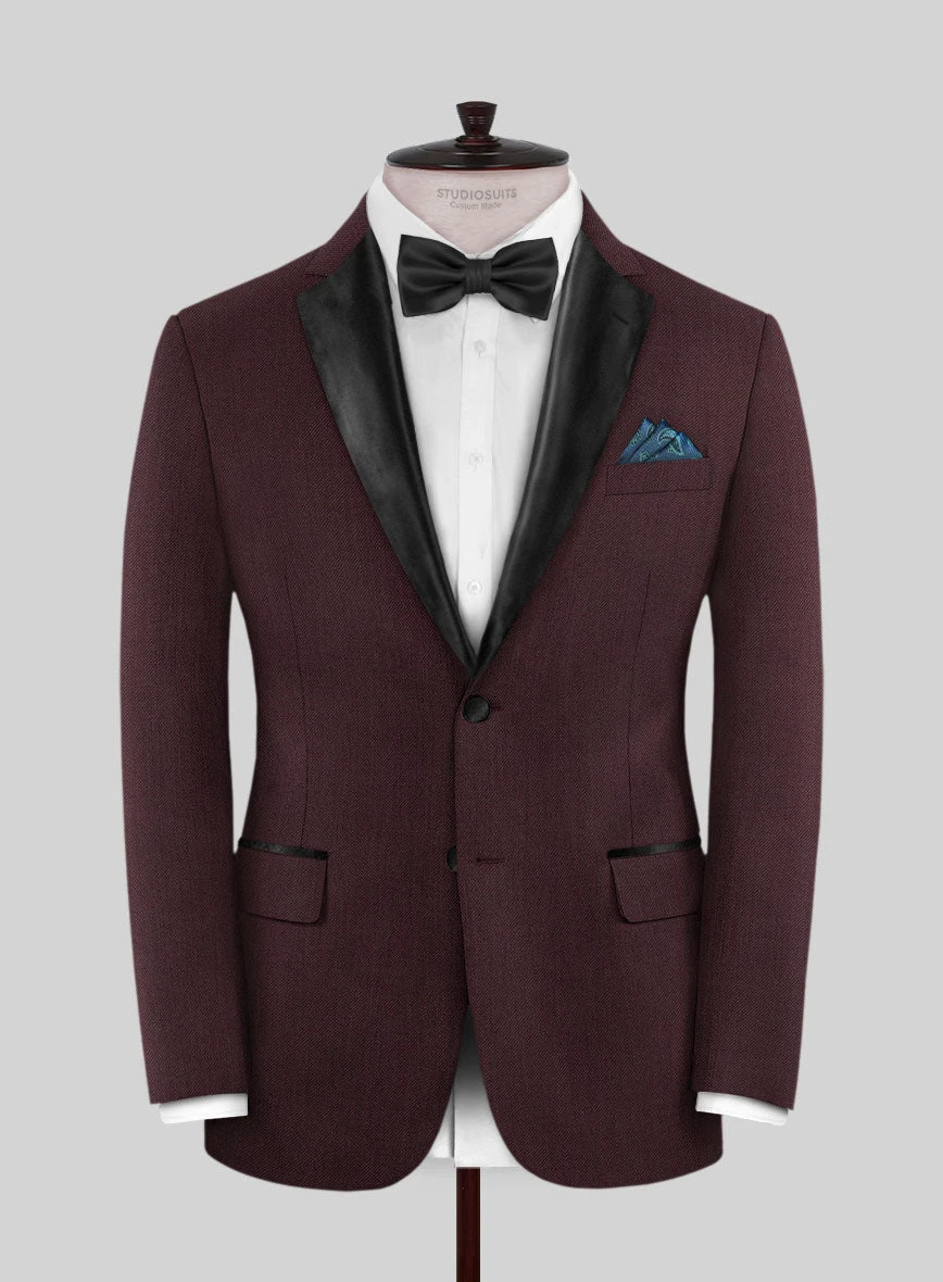Napolean Stretch Wine Wool Tuxedo Suit 4 Napolean Stretch Wine Wool Tuxedo Suit - Image 2