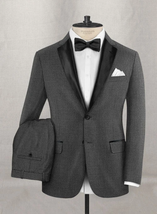 Napolean Stretch Dark Gray Wool Tuxedo Suit 3 Napolean Stretch Dark Gray Wool Tuxedo Suit