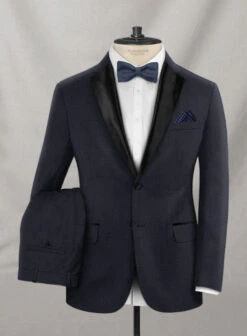 Napolean Stretch Navy Blue Wool Tuxedo Suit