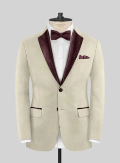 Napolean Stretch Beige Wool Tuxedo Suit -Vest Gentleman Shop napostretchbeigewooltuxedosuitlk 1