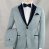 Napolean Stretch Gray Blue Wool Tuxedo Suit 2 Napolean Stretch Gray Blue Wool Tuxedo Suit -Vest Gentleman Shop napostrtchgrybluwltuxsuitlk