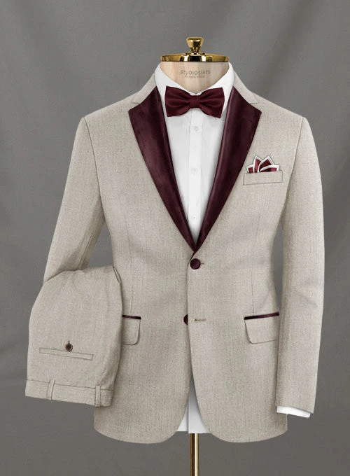 Napolean Stretch Pale Brown Wool Tuxedo Suit 3 Napolean Stretch Pale Brown Wool Tuxedo Suit