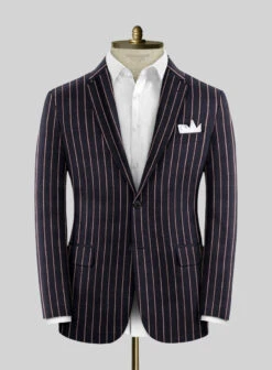 Noble Assunta Blue Stripe Cotton Silk Linen Suit -Vest Gentleman Shop nobleassuntabluestripesuitlook 2