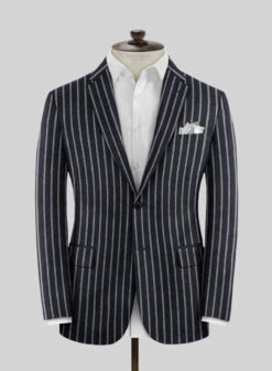 Noble Imelda Blue Stripe Cotton Silk Linen Suit -Vest Gentleman Shop nobleimeldabluestripecottonsilklinensuitlk 2