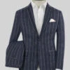 Noble Loredana Blue Stripe Cotton Silk Linen Suit -Vest Gentleman Shop nobleloredanablusripcttonslklinensuitlook