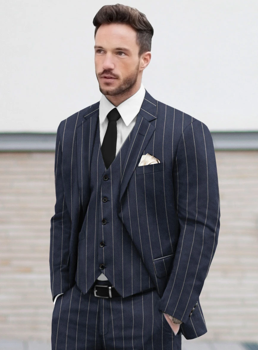 Noble Loredana Blue Stripe Cotton Silk Linen Suit 6 Noble Loredana Blue Stripe Cotton Silk Linen Suit - Image 4